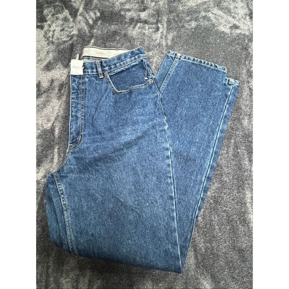 Vintage 90s Coca-Cola High Waist Straight Leg Jeans Women Size 14 Blue Denim